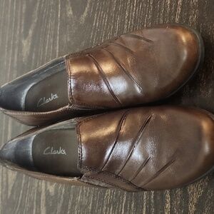 Clarks Brown Partridge Heels Rubber Soles Chunky Classic Size 8 1/2